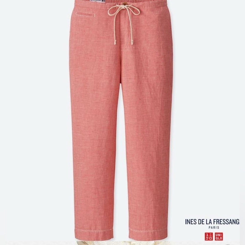 Uniqlo Ines de la Fressange Red Cotton Linen Easy Pants Small